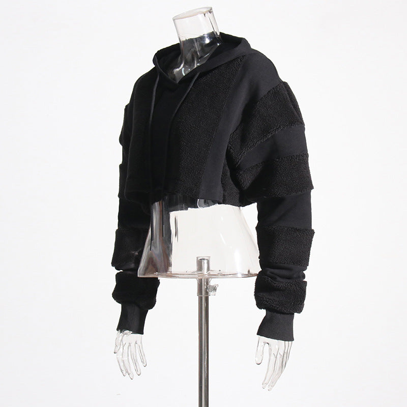Lamb Wool - Hooded Crop-Top (7516561145944)
