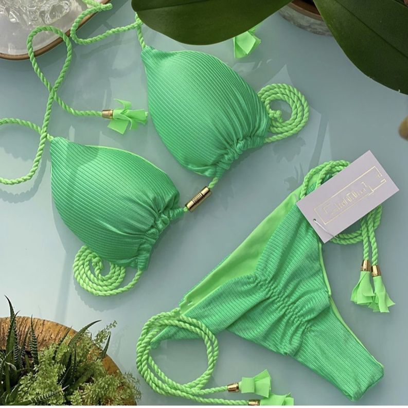 Braid Rope Bikini Set - Solid Color Multi-Color Blend Bikini (7516590440536)