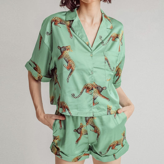 Printed Short Sleeves Pajamas Two-Piece Set