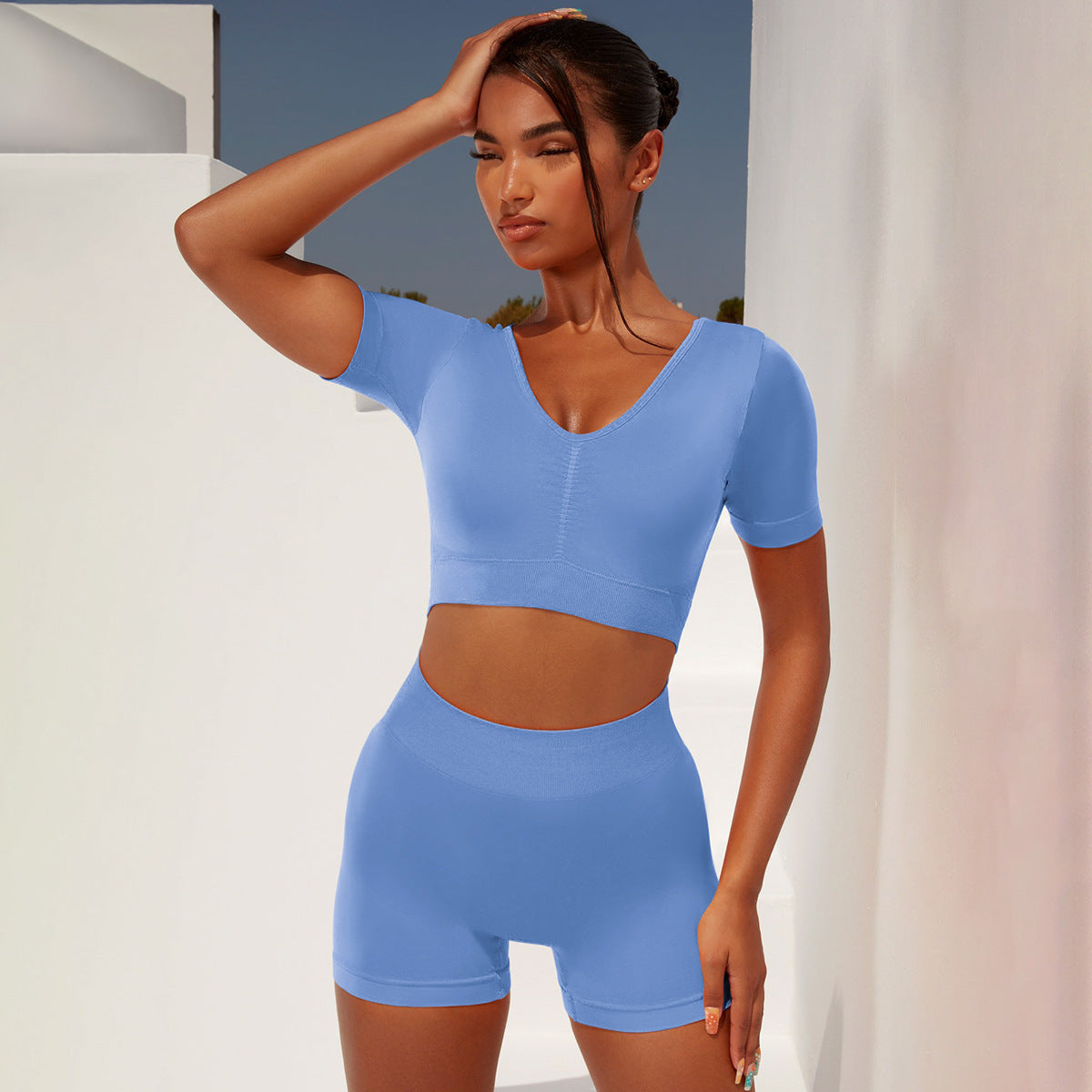 Short Sleeves Top & Shorts - Yoga Set (7516860416088)