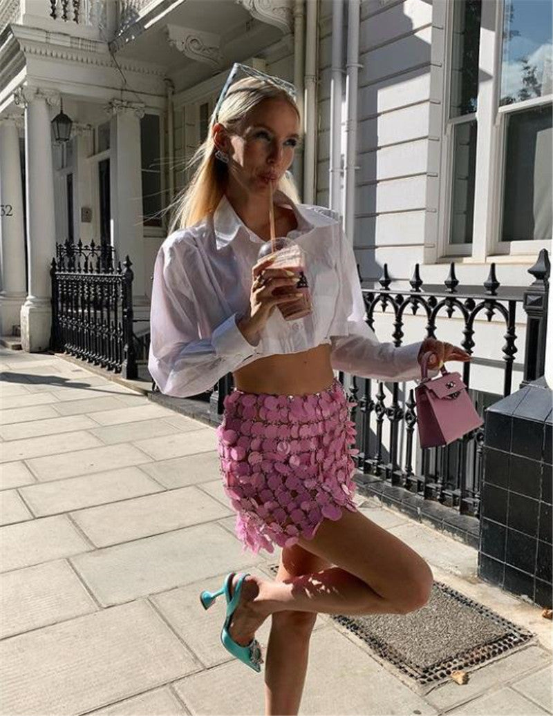 Criss-Cross Sequin Skirt