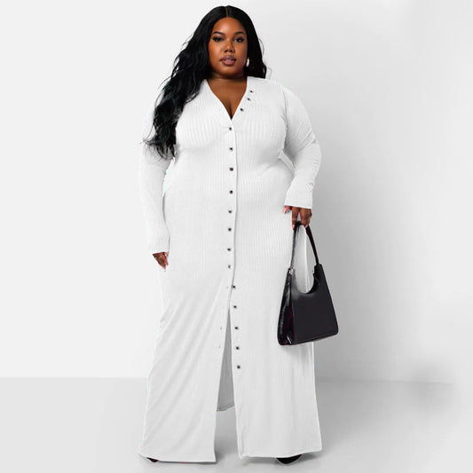 Plus-Size Stripe Split Dress