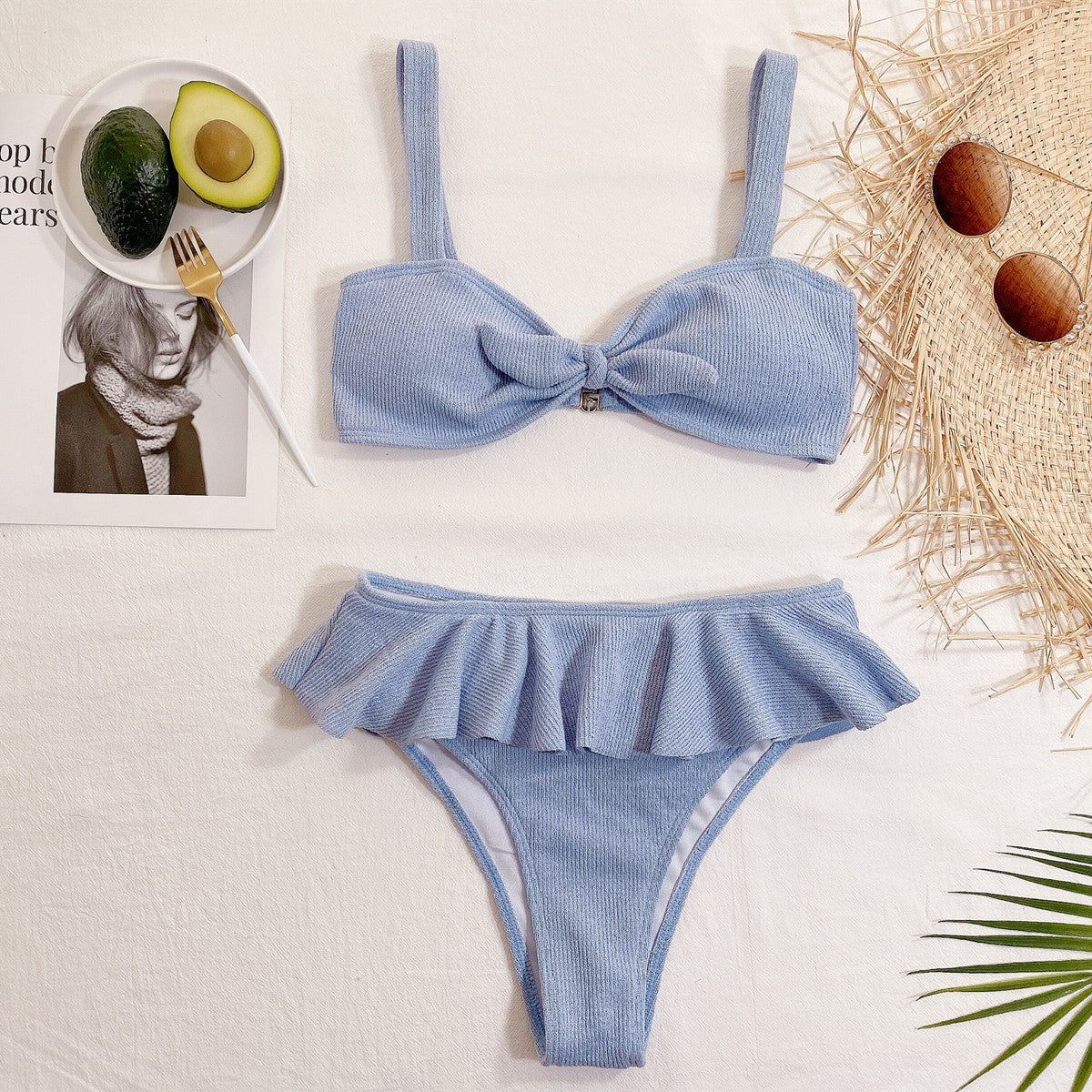 Ruffled Mini-Mini Skirt & Bow-Knot Bikini (7516579725400)