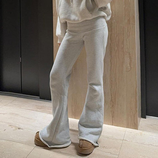 Solid Color Low-Waist Wide Leg Flared Pants (7524821008472)