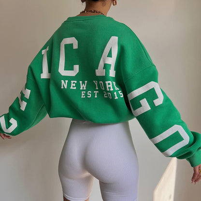 CHICAGO - Graphic Printed Loose-Fitting Sweater (7517823041624)