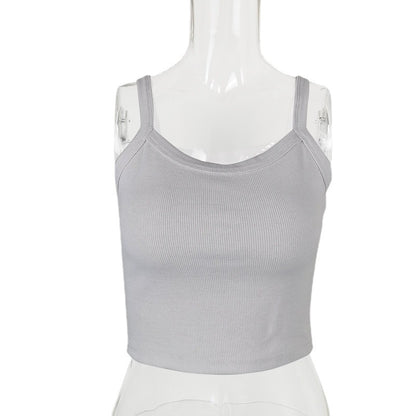 Knitted Camisole Cropped Slim-Fit U-Collar Vest Crop-Top
