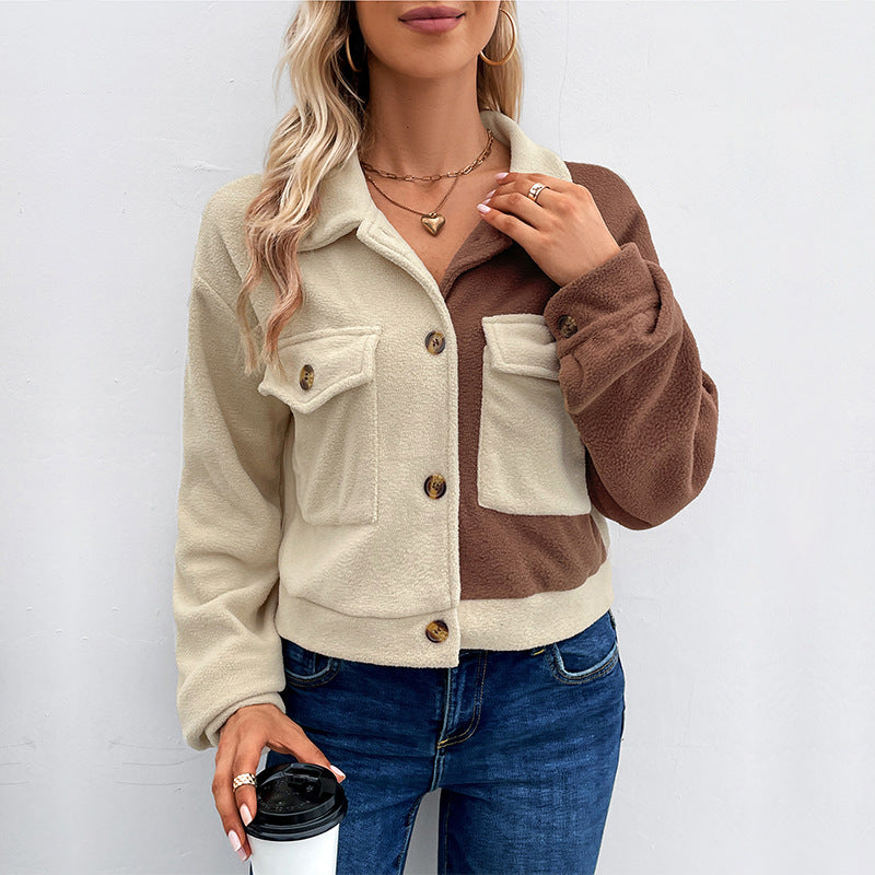 Color Matching Fleece Jacket