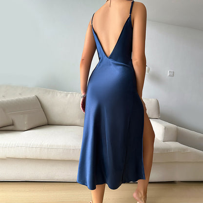 Backless High Slit Nightdress