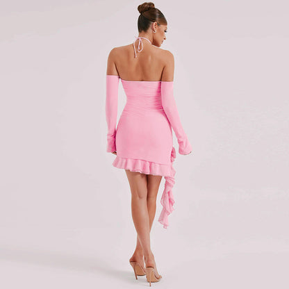 Ruffles Sheath Tube-Top Dress (7517927800920)