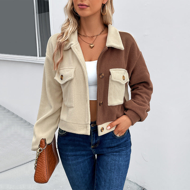 Color Matching Fleece Jacket