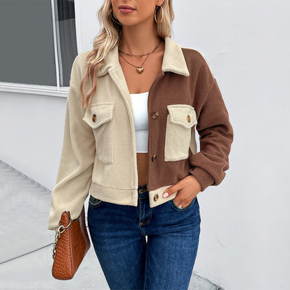 Color Matching Fleece Jacket