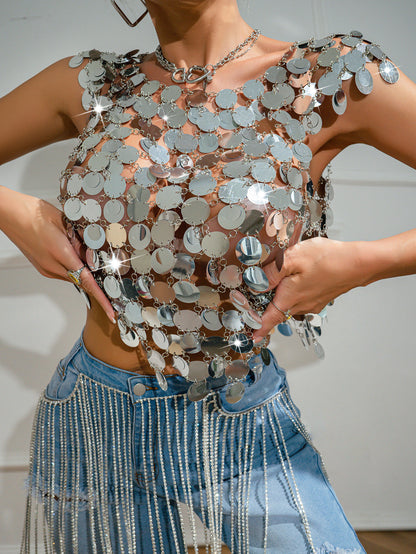 Sequin Vest Style Top (7517612834904)