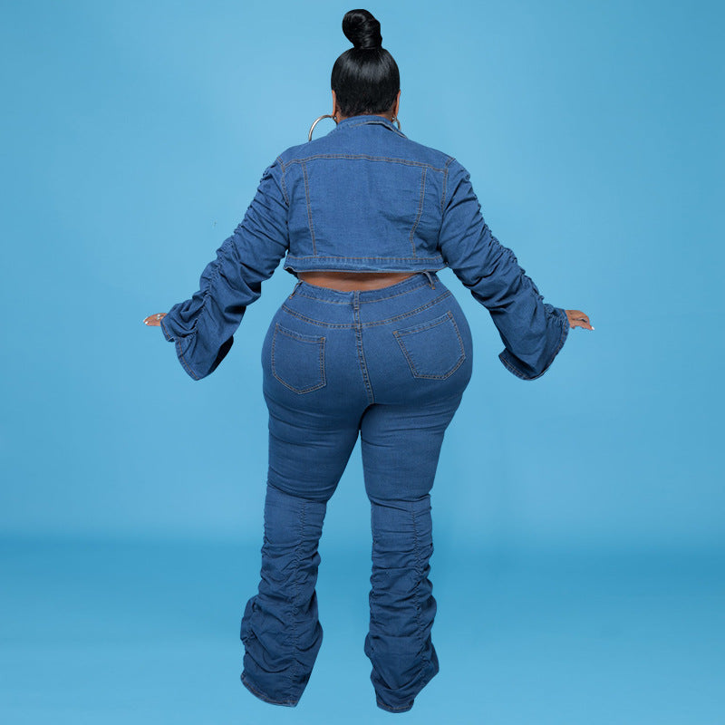 Pleat Piles - Denim Two-Piece Pleated Pile Pants & Top (7516547186776)