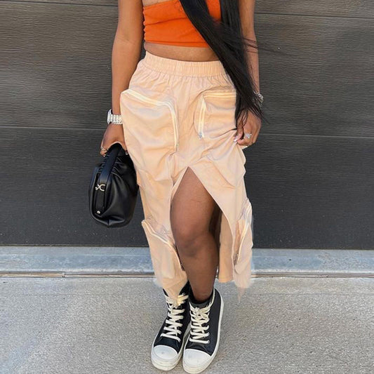 Multi-Pocket Outdoor Slit Skirt