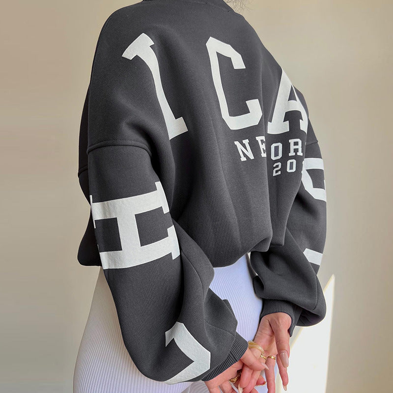 CHICAGO - Graphic Printed Loose-Fitting Sweater (7517823041624)