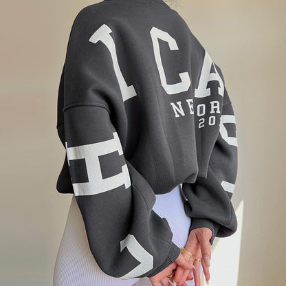 CHICAGO - Graphic Printed Loose-Fitting Sweater (7517823041624)