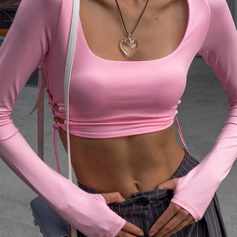 U-Collar - Crop Top Pink (7516557344856)
