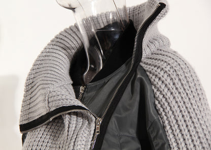 Good Cheap - Knitting-Stitching - Varsity Thickened Asymmetric Jacket Coat (7516614951000)