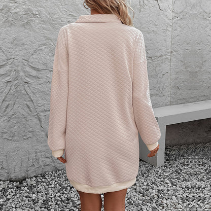 Polo-Collar Sweater Dress - Long Sleeves (7516661842008)
