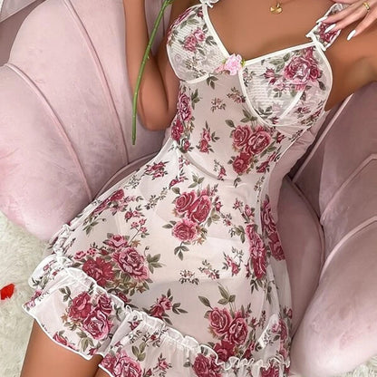 My Pretty Floral Dress - Floral Short Dress Skirt Lingerie (7517843030104)