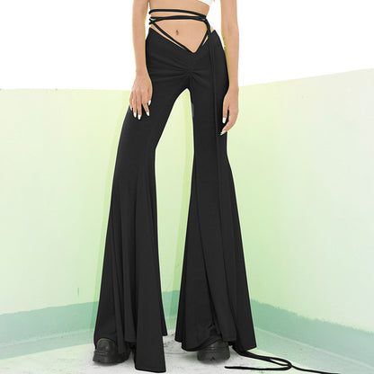 Spandex Low-Waist Lace Stretchy Pleated Pants (7524749475928)