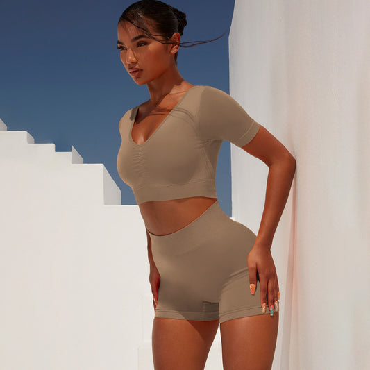 Short Sleeves Top & Shorts - Yoga Set (7516860416088)
