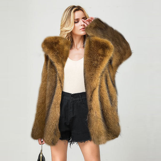 Faux Fur Mid-Length Coat