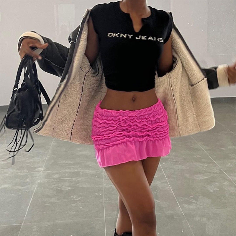Wave Pattern High-Waist Sheath Skirt