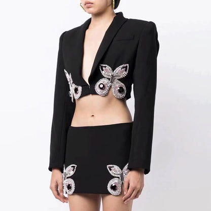 Luxury Heavy Industry Butterfly Blazer & High-Waist Skirt Two-Piece Suit Set (7524302585944)