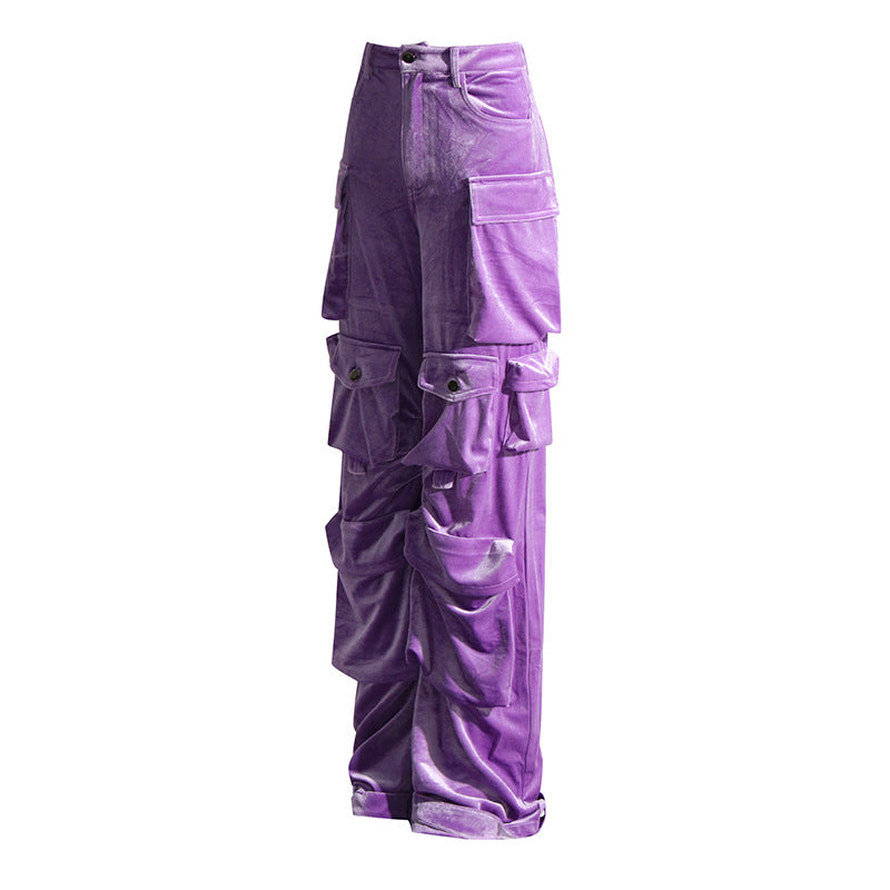Tooling Stitching High-Waist Multi-Pocket Pants (7524749836376)