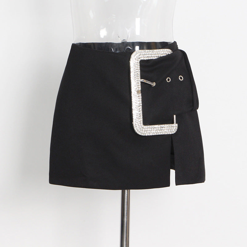 Drill Buckle Split Skirt