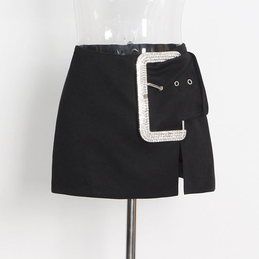 Drill Buckle Split Skirt