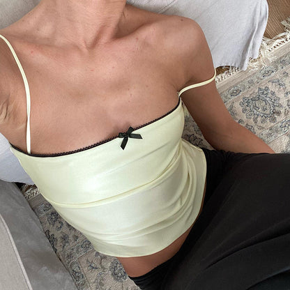 Lace Bow Satin Top