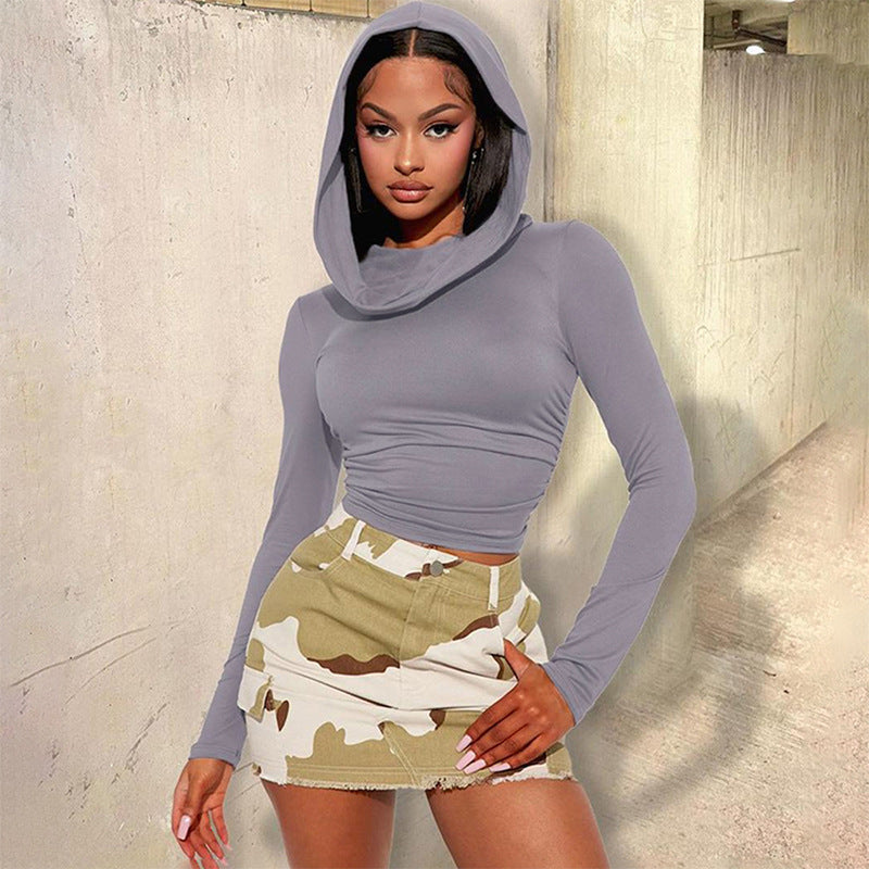 Hooded - Cropped Hooded T-Shirt Top (7516558524504)