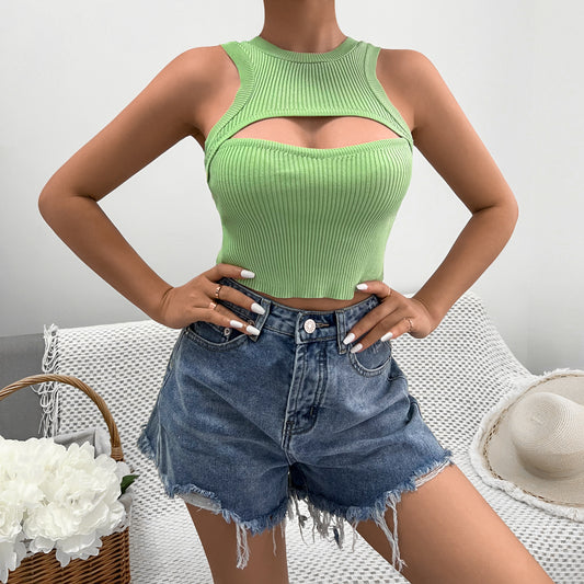 Knitted Vest Crop-Top