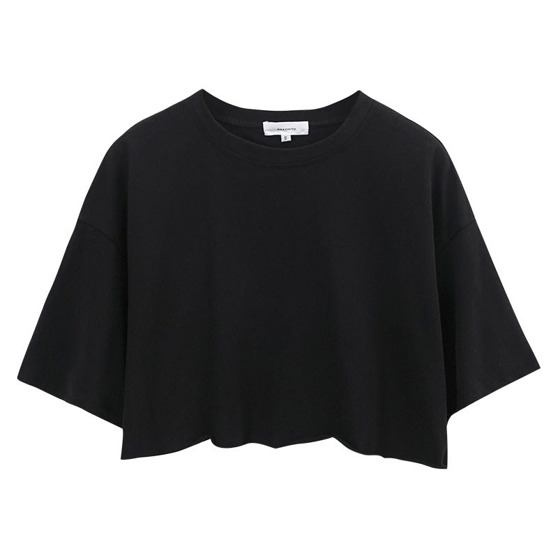 Cotton Solid Color Crop-Top