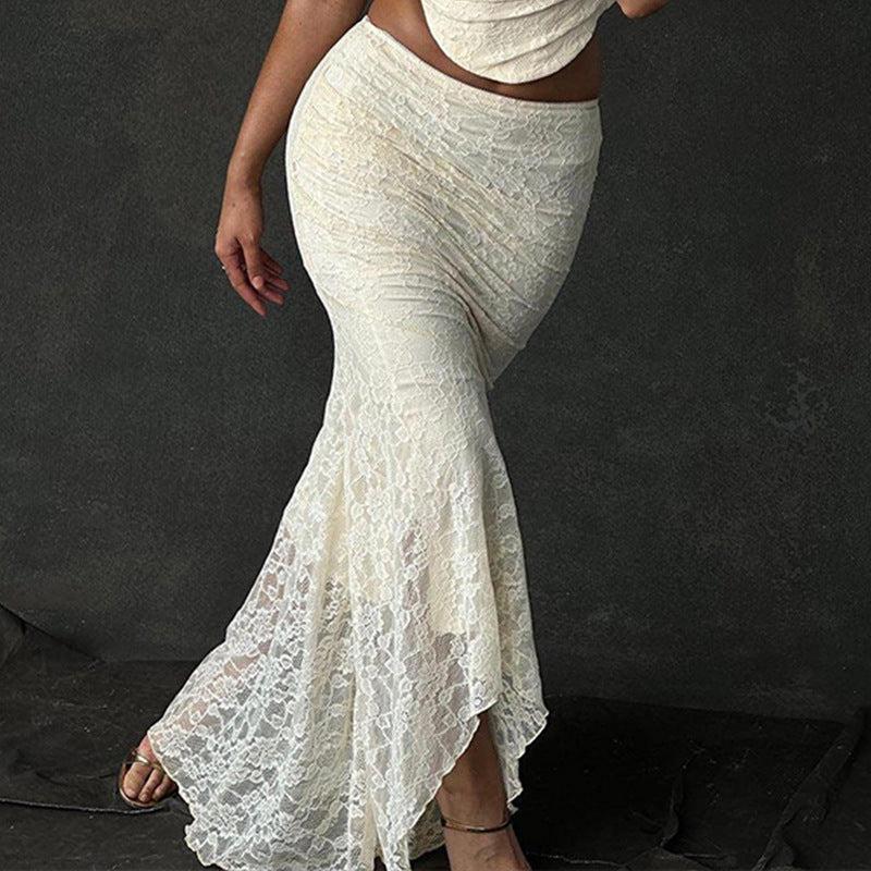 French Lace Pleated Skirt Set