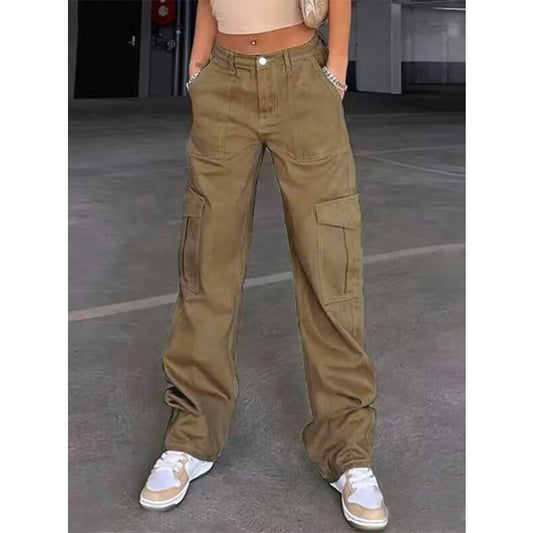 Retro Pockets High-Waist Denim Pants