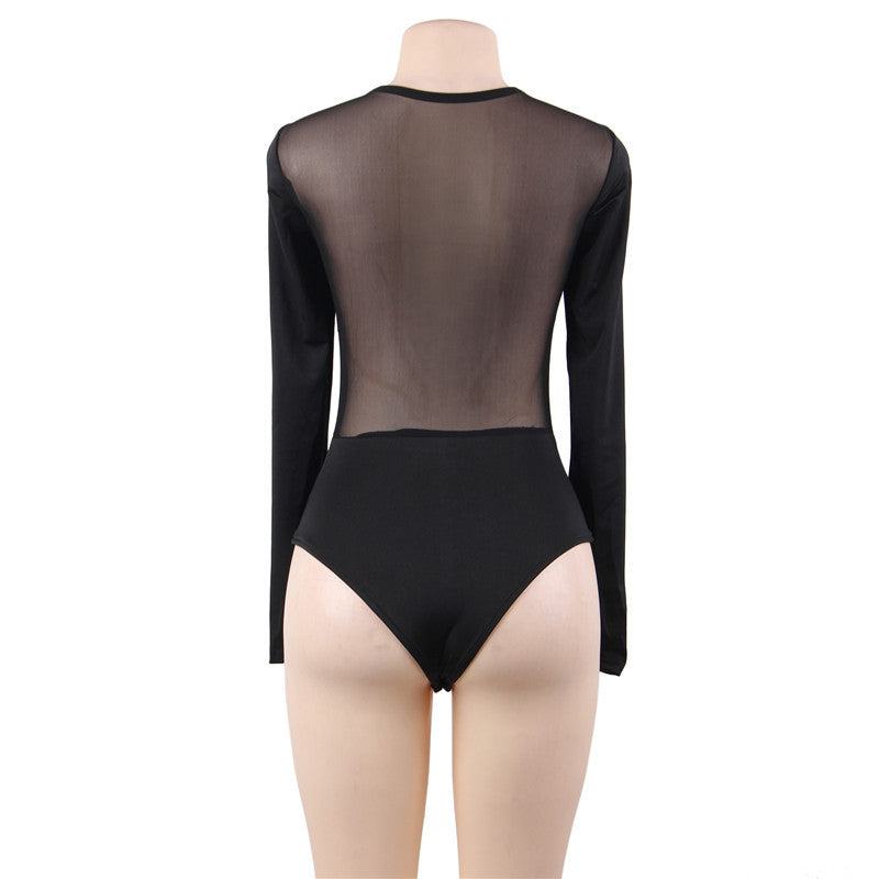 Mesh Leotard Bodysuit - Long Sleeves (7517844865112)