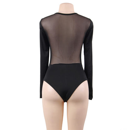 Mesh Leotard Bodysuit - Long Sleeves (7517844865112)