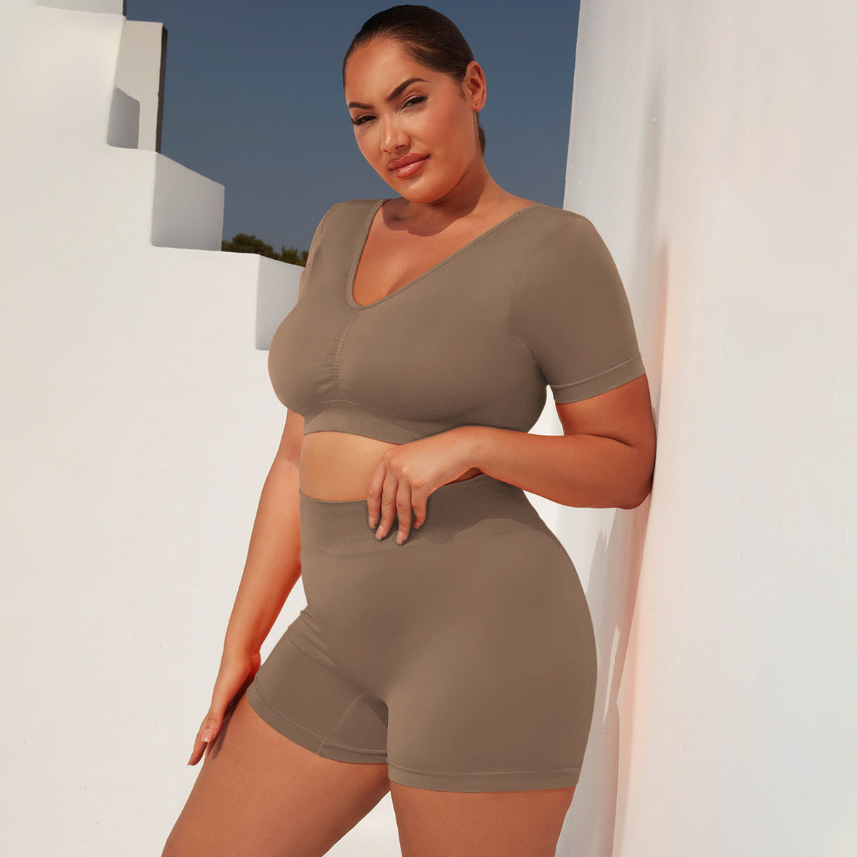 Short Sleeves Top & Shorts - Yoga Set (7516860416088)