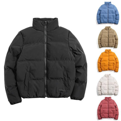 Plus Size Solid Color Cotton Stand-Up Collar Jacket
