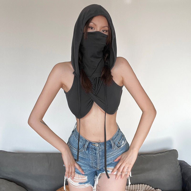 Hooded Slim Fit Cropped Vest Top
