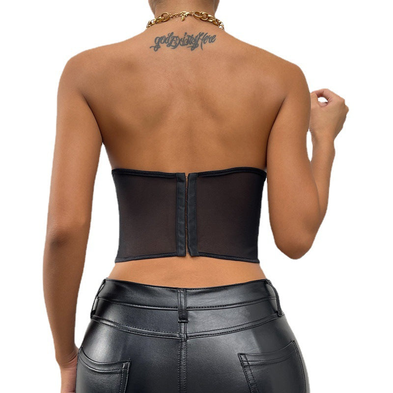 Flower-Details - Lace Tube-Top Corset Crop-Top (7517899849816)