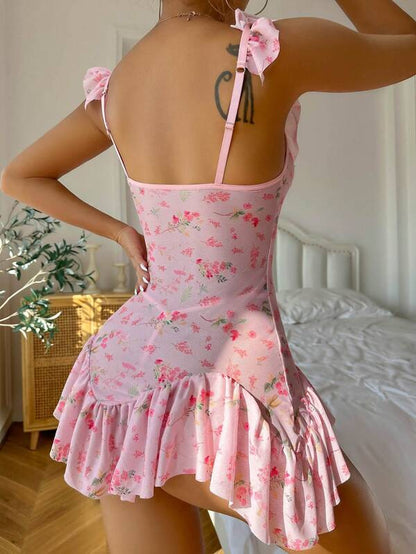 Floral Flounce - Floral Slimming Flounce Lingerie Set (7517842899032)