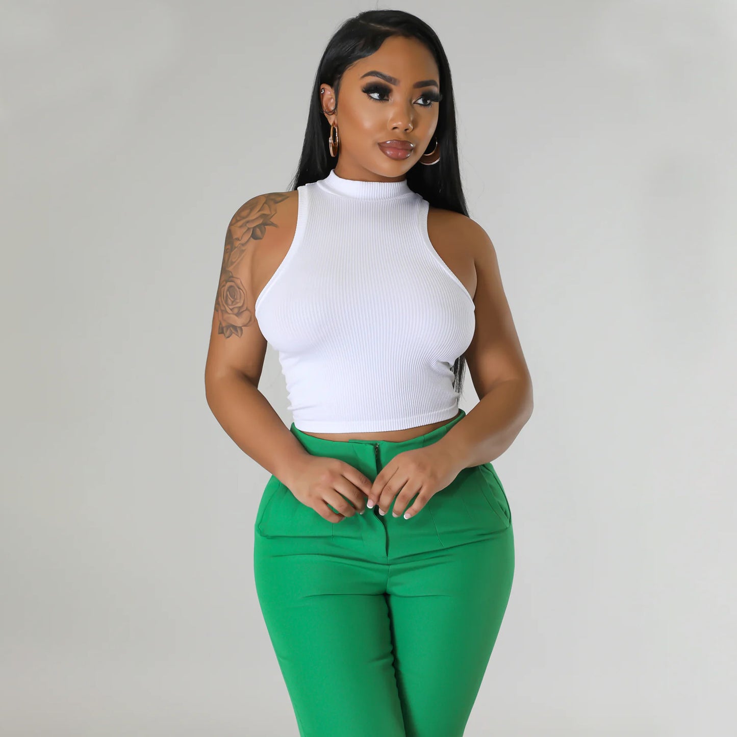 Solid Color Vest Crop-Top