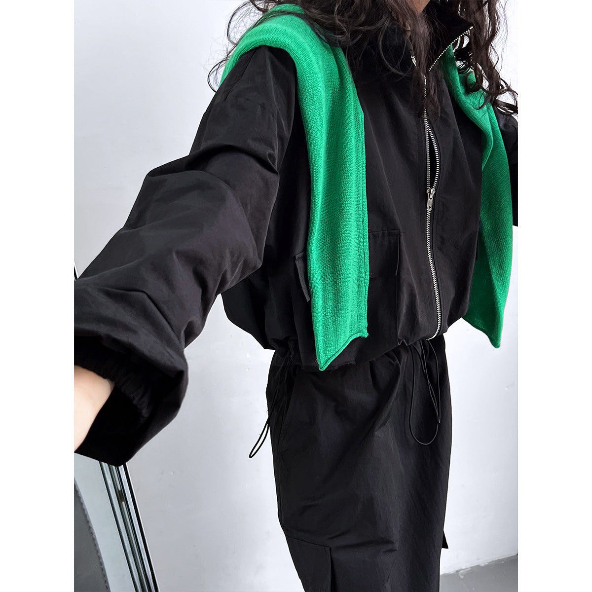 Drawstrings Skirt & Jacket Two-Piece Cargo Set