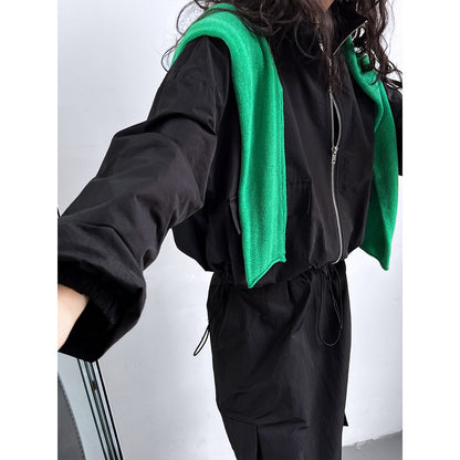 Drawstrings Skirt & Jacket Two-Piece Cargo Set