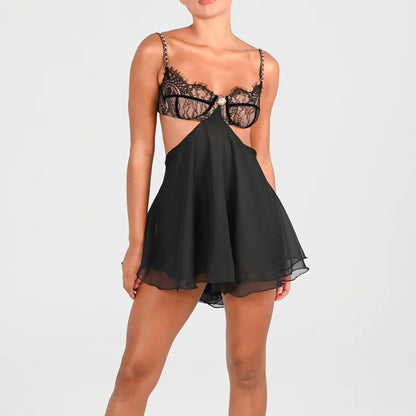 Lace Cropped - Halter Backless Dress (7516662792280)