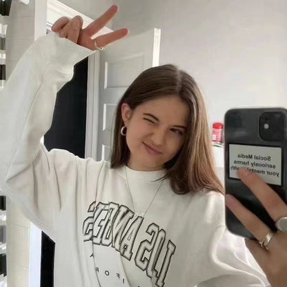 Sweater Comfy - Graphic Printed Fleece Round Neck Loose Long Sleeves Sweater (7517819961432)